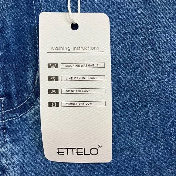 ETTELO Women's 6 Jeans Blue Mid Waisted Straight Leg Stretch Tummy Control Jeans - Picture 8 of 12